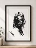 Veil of Silence – Abstract Ink Portrait | Original Expressive Black & White Sketch
