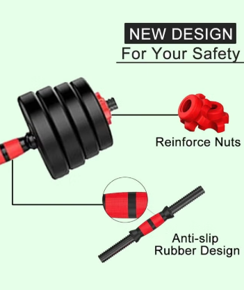 Adjustable Weightlifting Dumbbells Set with Non-Slip Rod and Barbells for Home Gym Exercise 10kg