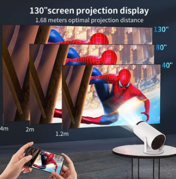 Portable 1080P Projector with Android 11.0, 5G WiFi, 130" Display, 4K Support – Built-in Speakers, Screen Mirroring – Compatible with TV Stick, HDMI, USB, PS5, iOS – Indoor/Outdoor Use