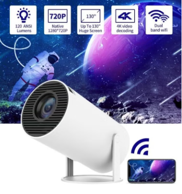 Portable 1080P Projector with Android 11.0, 5G WiFi, 130" Display, 4K Support – Built-in Speakers, Screen Mirroring – Compatible with TV Stick, HDMI, USB, PS5, iOS – Indoor/Outdoor Use