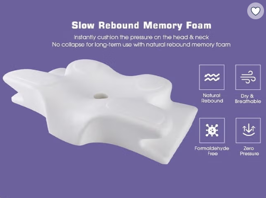 Memory Foam Butterfly-Shaped Cervical Pillow for Shoulder and Neck Pain Relief, Ergonomic Orthopedic Support for Side, Back, and Stomach Sleeping, Washable Cover & Sleeping Eye Mask Included