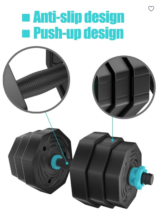 Versatile 6-in-1 Adjustable Dumbbells Set, 20 kg with Connector, Non-Rolling Octagonal Shape, Ideal for Home & Gym Workouts, Transform into Barbell, Kettlebell, Push-Up Set for Total-Body Fitness