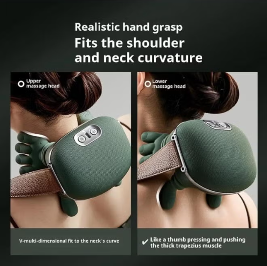 Smart Neck and Shoulder Massager – Wireless Deep Tissue 4D Kneading Massage Device with Heat & 3-Speed Adjustment | Portable Muscle Relaxation Massager for Pain Relief, Home, Office & Travel Use