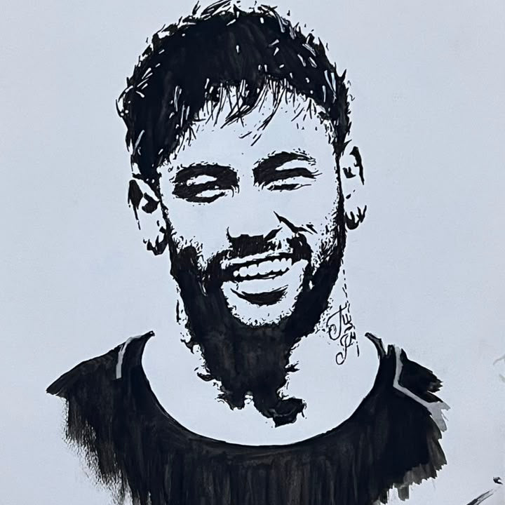 Neymar Jr. – Original Ink Portrait Fan Art